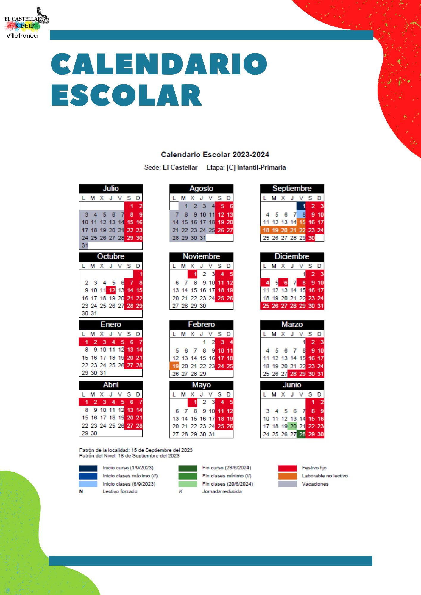 Calendario escolar 2023-2024